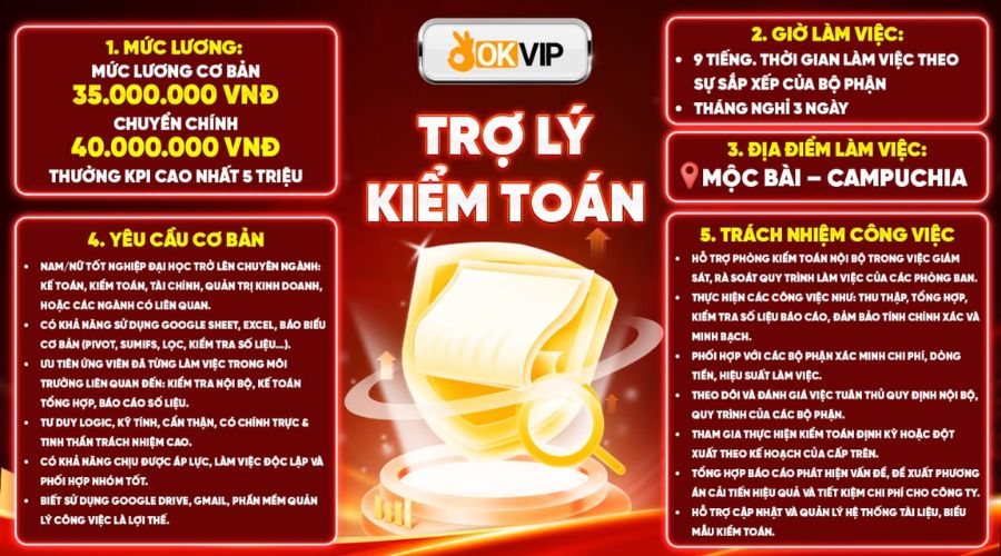 Trợ lý kiểm toán có mức lương khá ổn định so với mặt bằng chung công việc